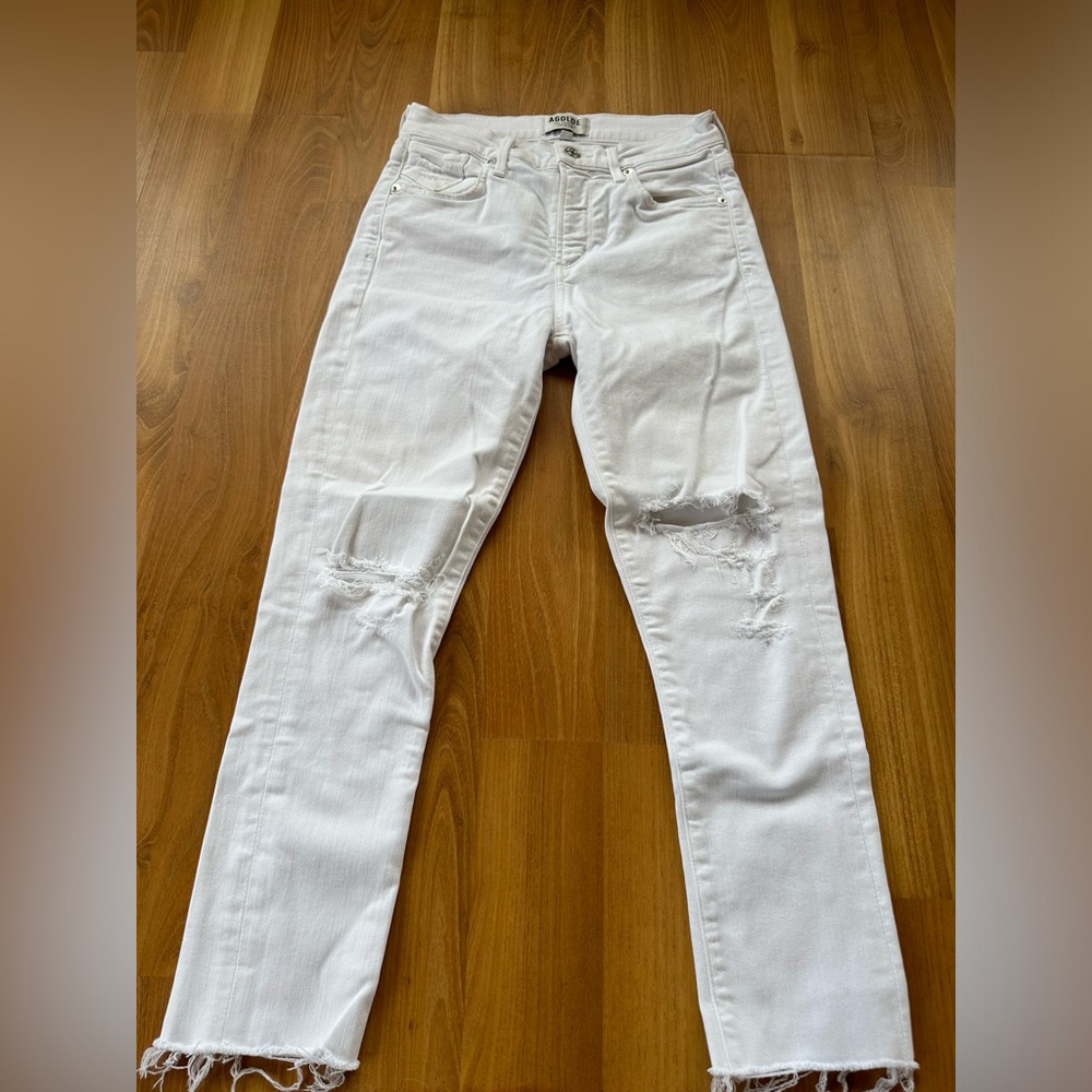 AGOLDE, white, size 24 skinny jeans